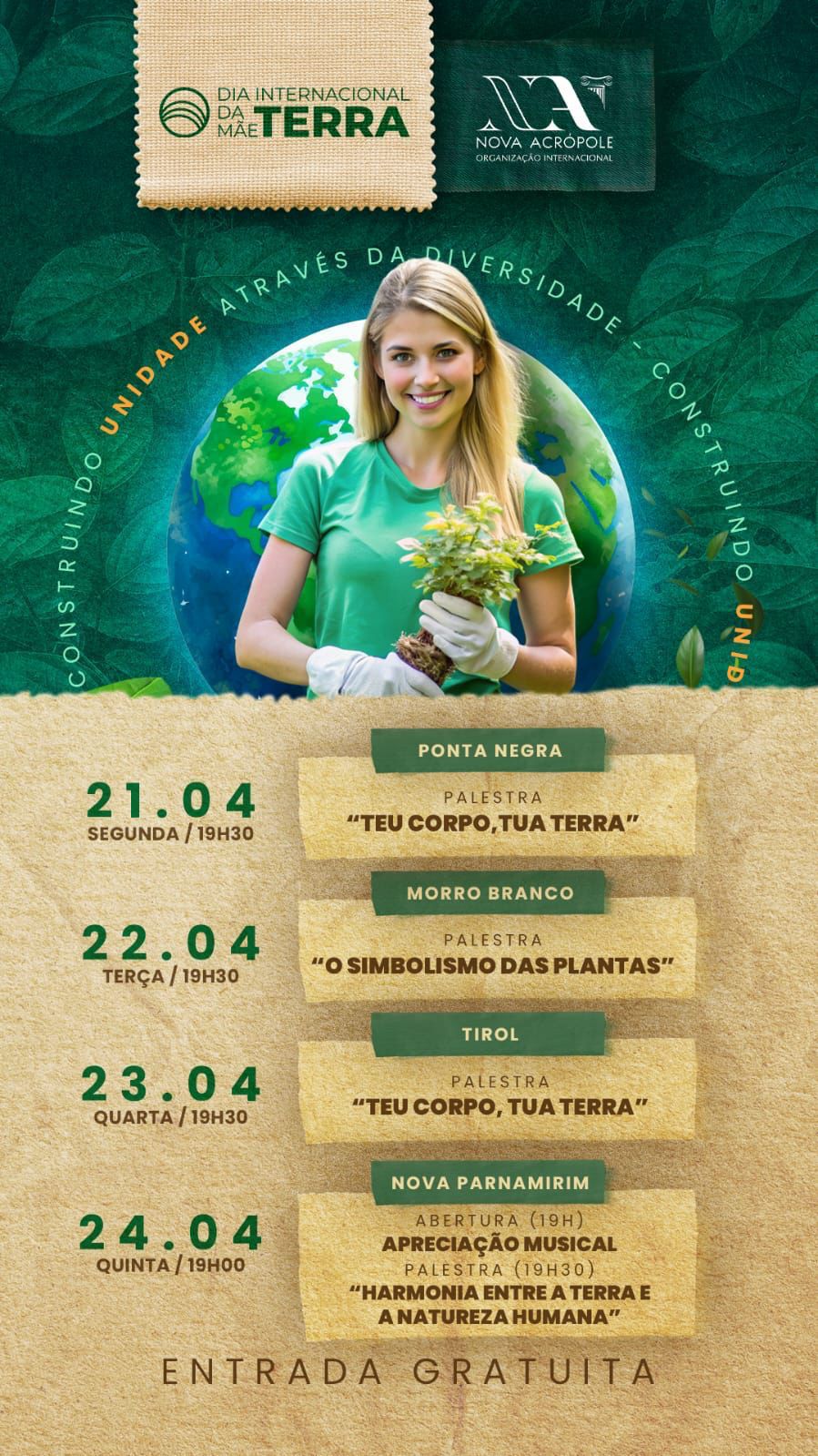 NOVA ACRÓPOLE CELEBRA DIA DA TERRA COM PROGRAMAÇÃO GRATUITA