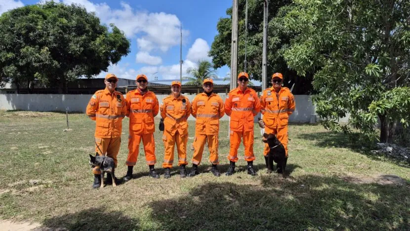 Cães do Corpo de Bombeiros localizam homem desaparecido em área de mata em Parnamirim