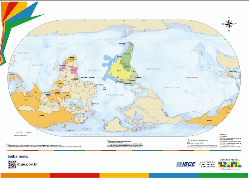 Novo mapa-múndi do IBGE vira piada nas redes sociais