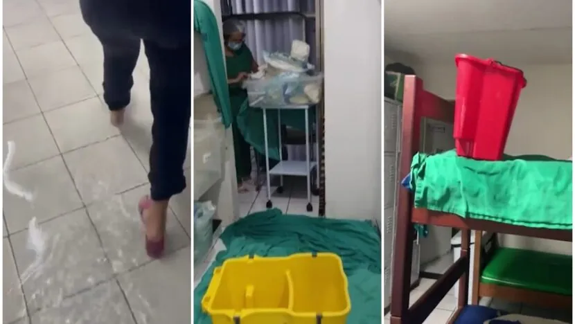 Hospital-Maternidade Araken Pinto tem setores alagados após chuvas em Natal