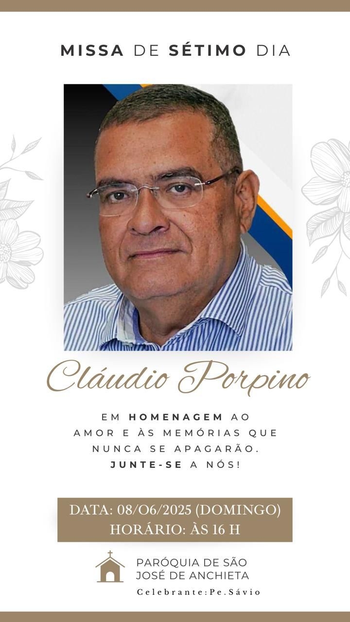 Missa de Sétimo Dia de Cláudio Porpino será celebrada neste domingo em Natal