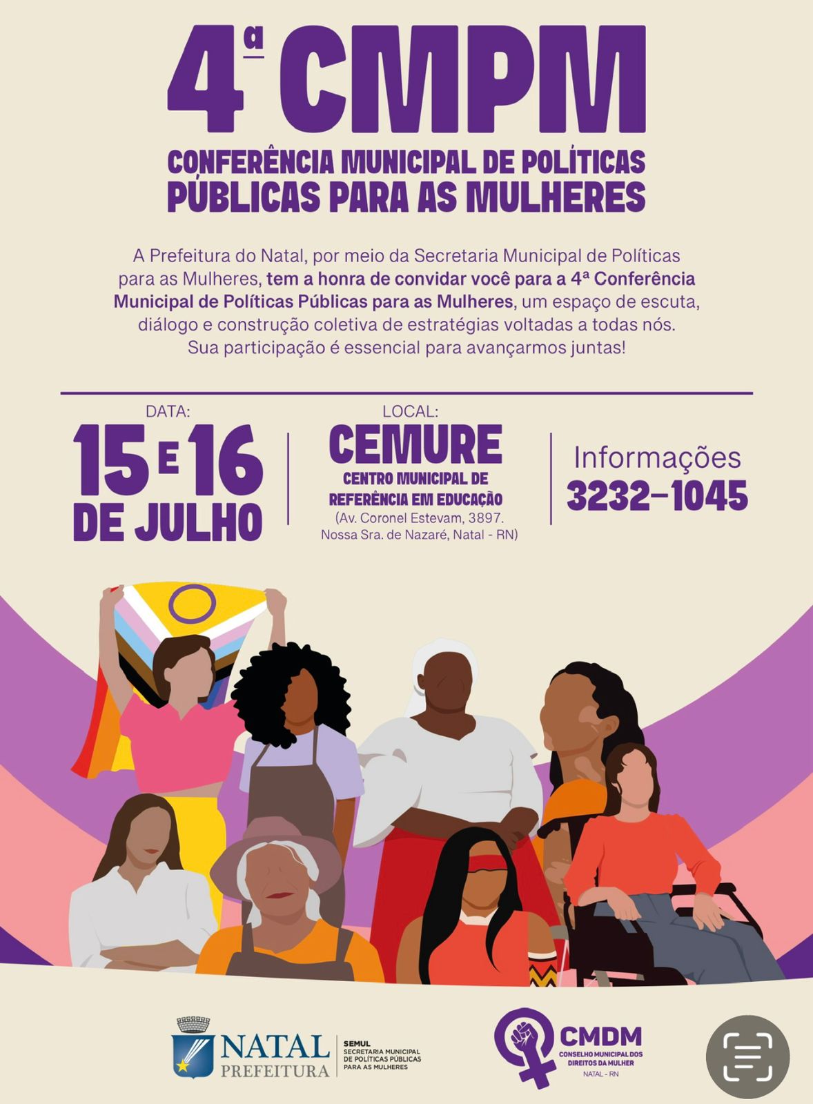 4a Conferência Municipal de Políticas para as Mulheres (CMPM) acontece no próximo dia 15 em Natal
