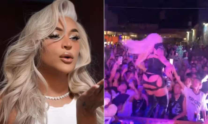 DEU RUIM: Pabllo Vittar cai de cara no chão ao se jogar na plateia durante apresentação; assista