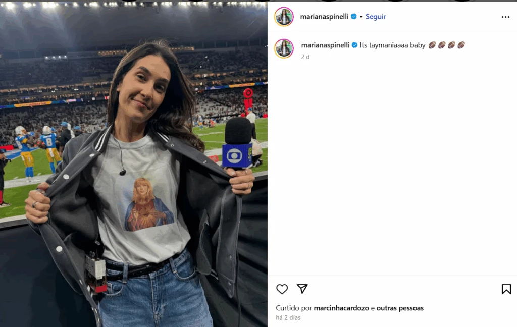 Repórter da Globo é acusada de ridicularizar Maria em camiseta