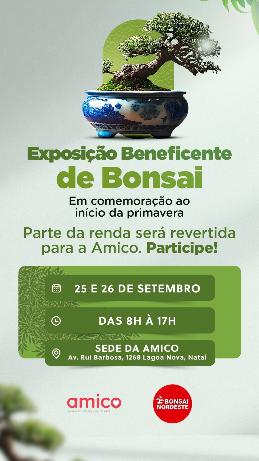 Beleza que transforma vidas: AMICO promove Exposição Beneficente de Bonsai em Natal