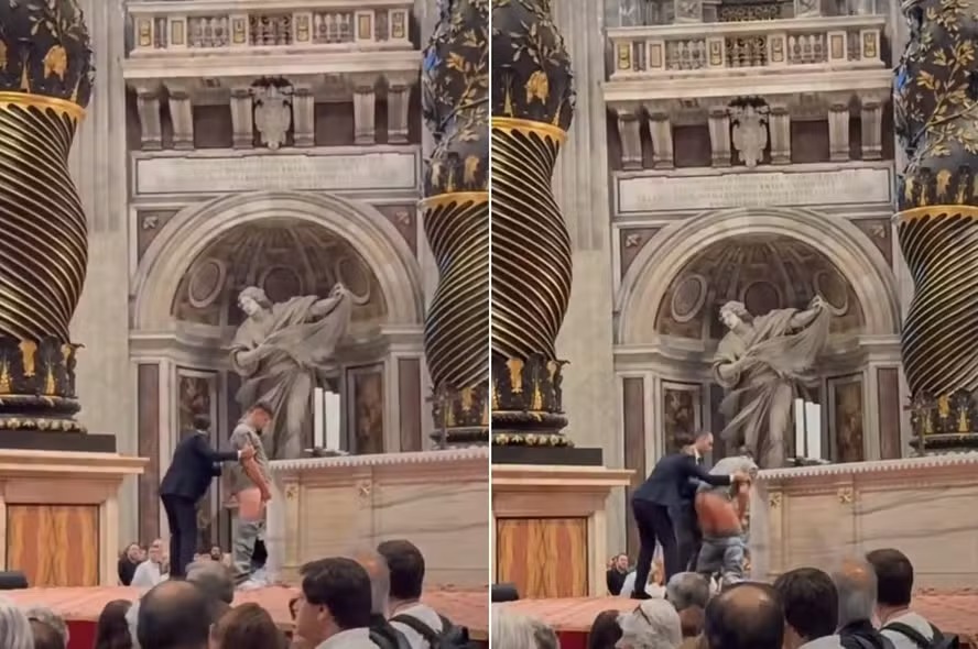 Homem urina em altar na Basílica de São Pedro durante missa no Vaticano