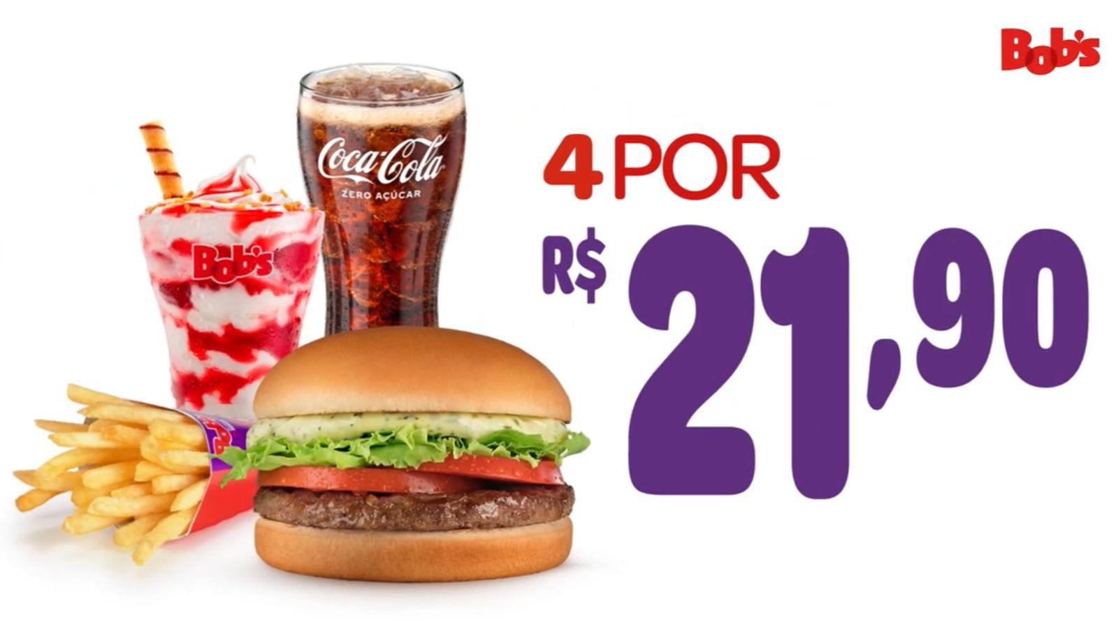 Bob’s entra na guerra dos fast foods e lança combo de 4 itens por R$ 21,90