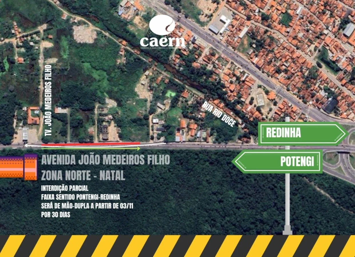 Avenida João Medeiros Filho será parcialmente interditada a partir desta segunda-feira