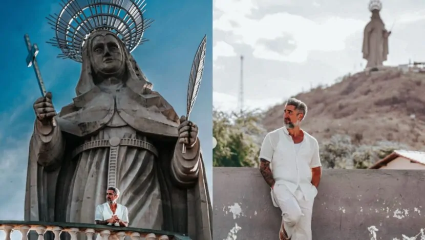 Marcos Mion visita Santuário de Santa Rita de Cássia, em Santa Cruz/RN