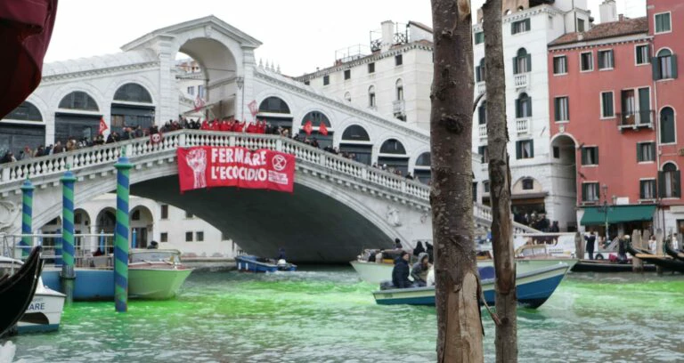 Greta é expulsa de Veneza após pintar canal de verde em protesto
