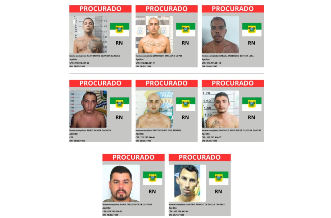 Saiba quem são os 8 criminosos mais procurados pela Justiça do RN