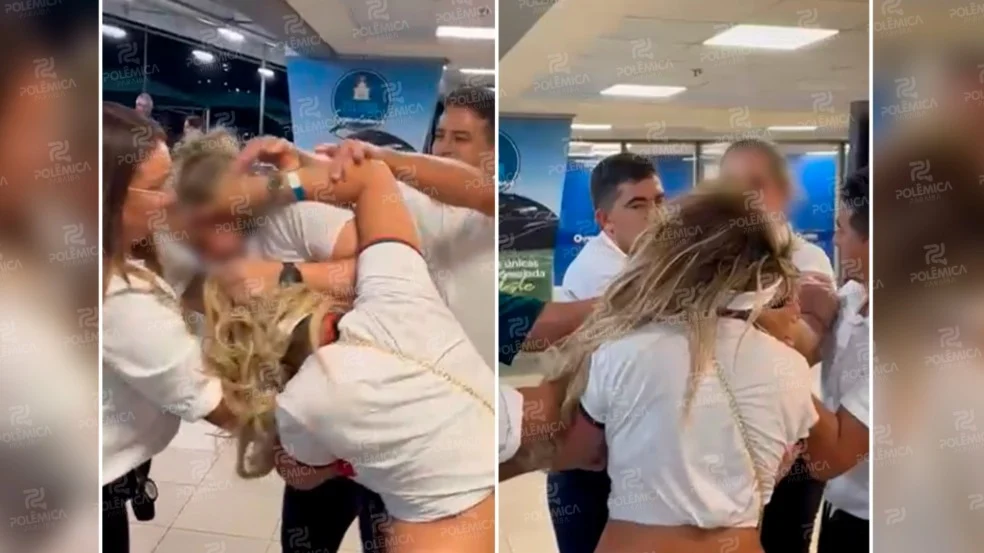 “Me respeita, cachorra”: vídeo mostra briga entre mulheres na saída do Aeroporto Castro Pinto
