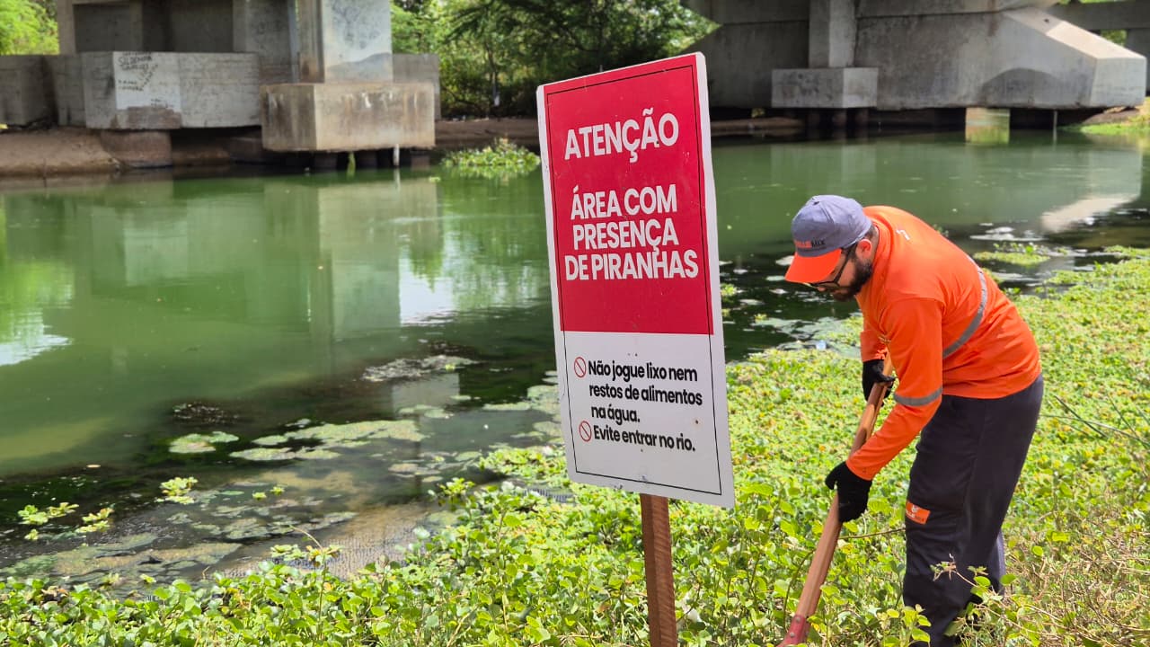 Prefeitura instala placas de alerta em prevenção a ataques de piranhas no Rio Açu