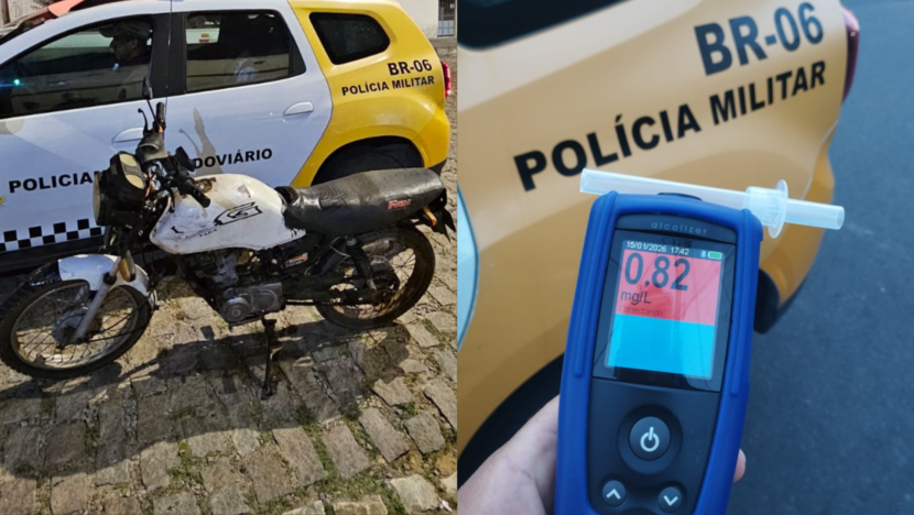 Motorista é preso embriagado, sem habilitação e com moto roubada durante blitz em Macaíba