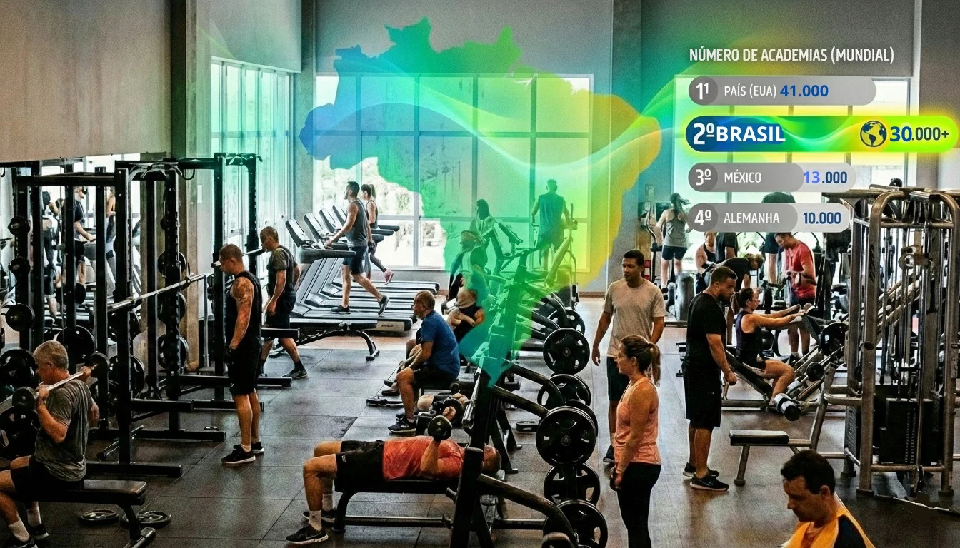 POTÊNCIA NO MERCADO FITNESS: Brasil é o segundo país com mais academias do mundo; veja ranking