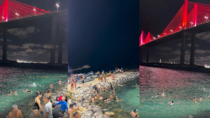 Banho à noite na Redinha vira sensação em Natal e viraliza nas redes sociais
