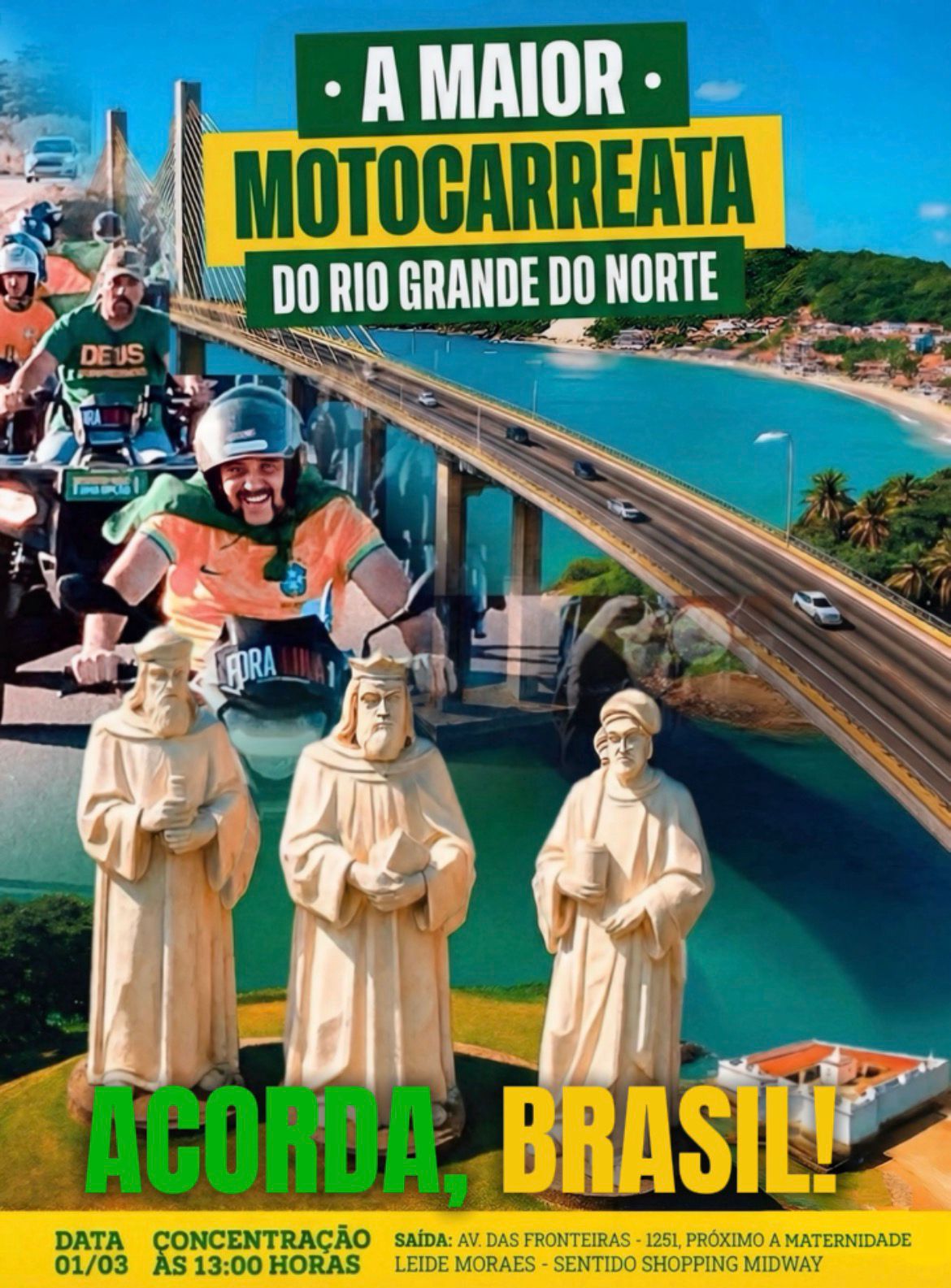 Sargento Gonçalves convoca ato “Acorda, Brasil” em Natal com grande motocarreata no dia 1º de março