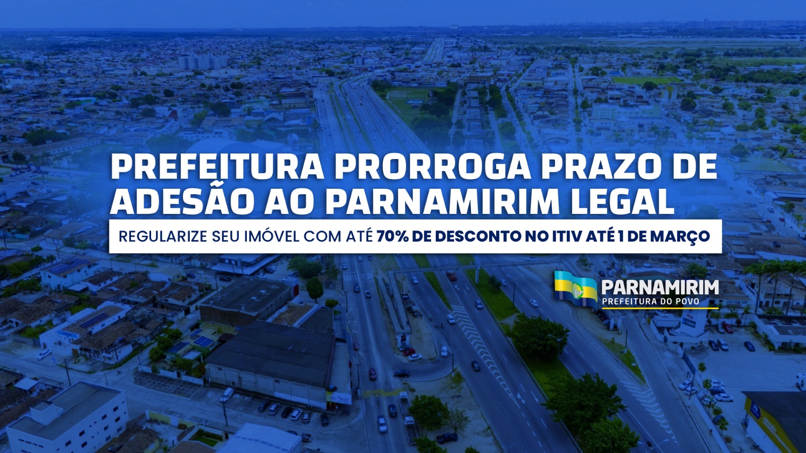 Parnamirim Legal: Prefeitura prorroga prazo para pagamento do ITIV com desconto até 1º de março