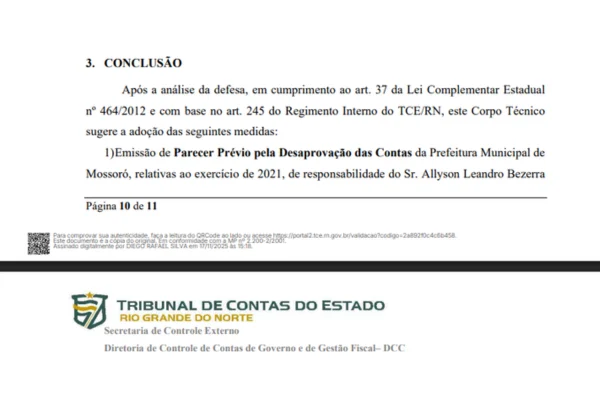 Contas de Allyson recebem parecer pela reprovação em auditoria do TCE