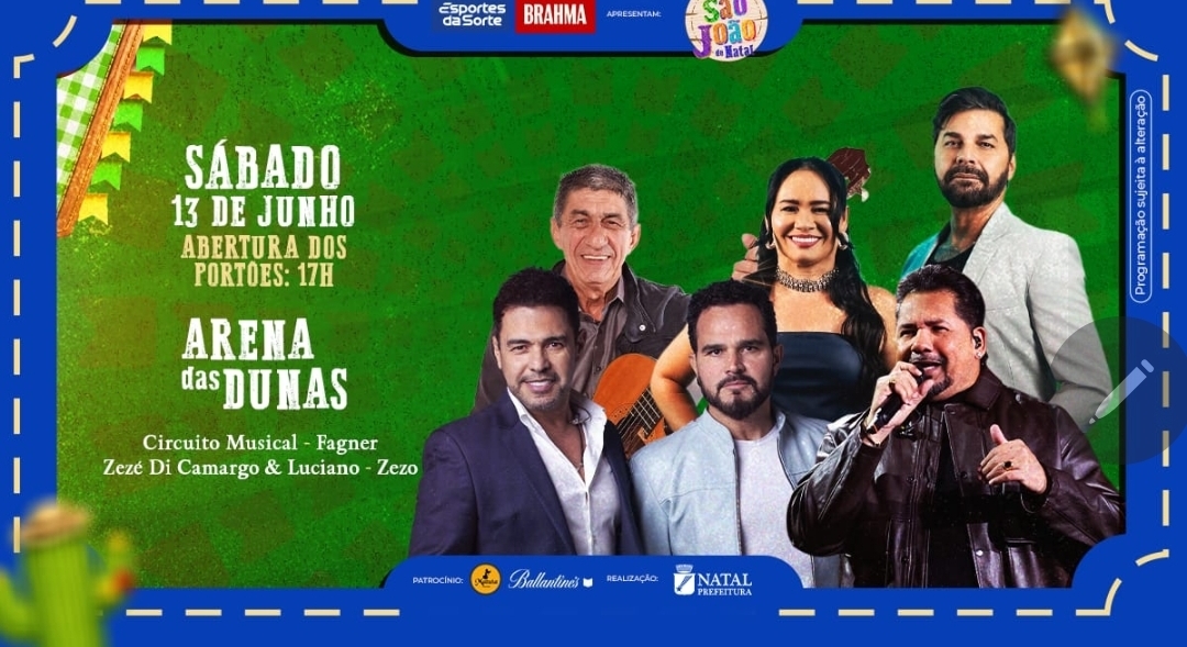 Circuito Musical, Fagner, Zezé Di Camargo & Luciano e Zezo comandam o São João neste sábado