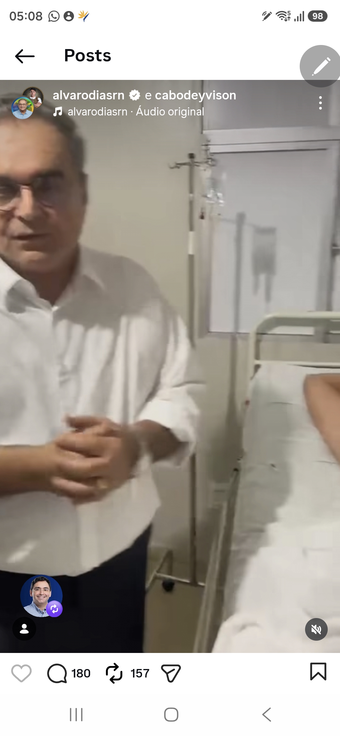 Vídeo: Álvaro Dias visita Cabo Deyvisson em Mossoró e cobra investigação rigorosa sobre atentado