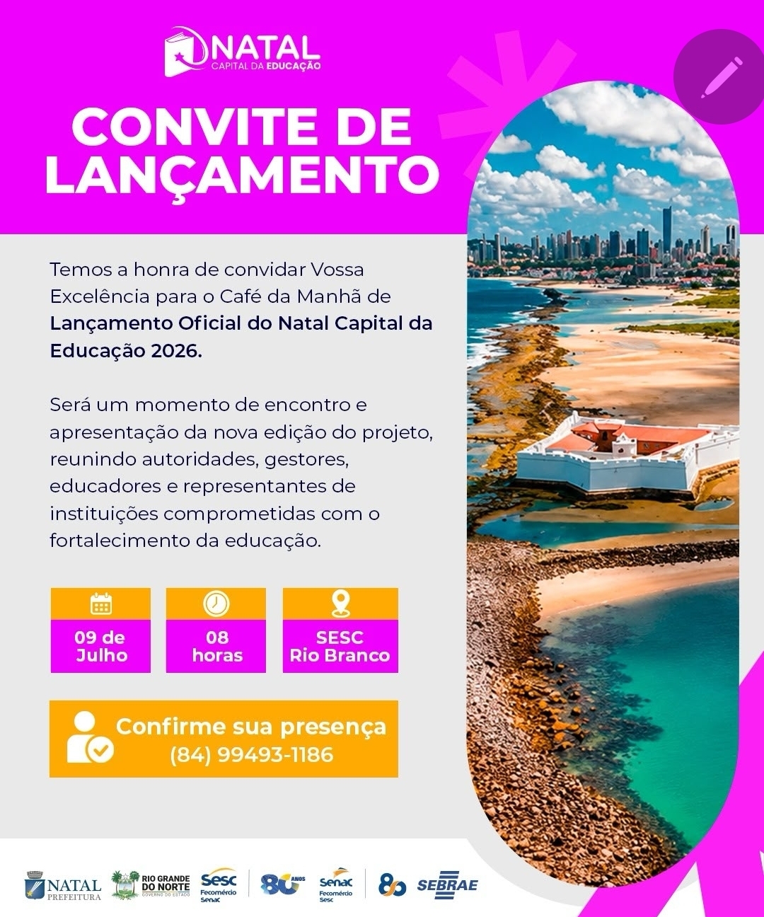 Lançamento da segunda edição do “Natal Capital da Educação” acontece nesta quinta-feira (9)