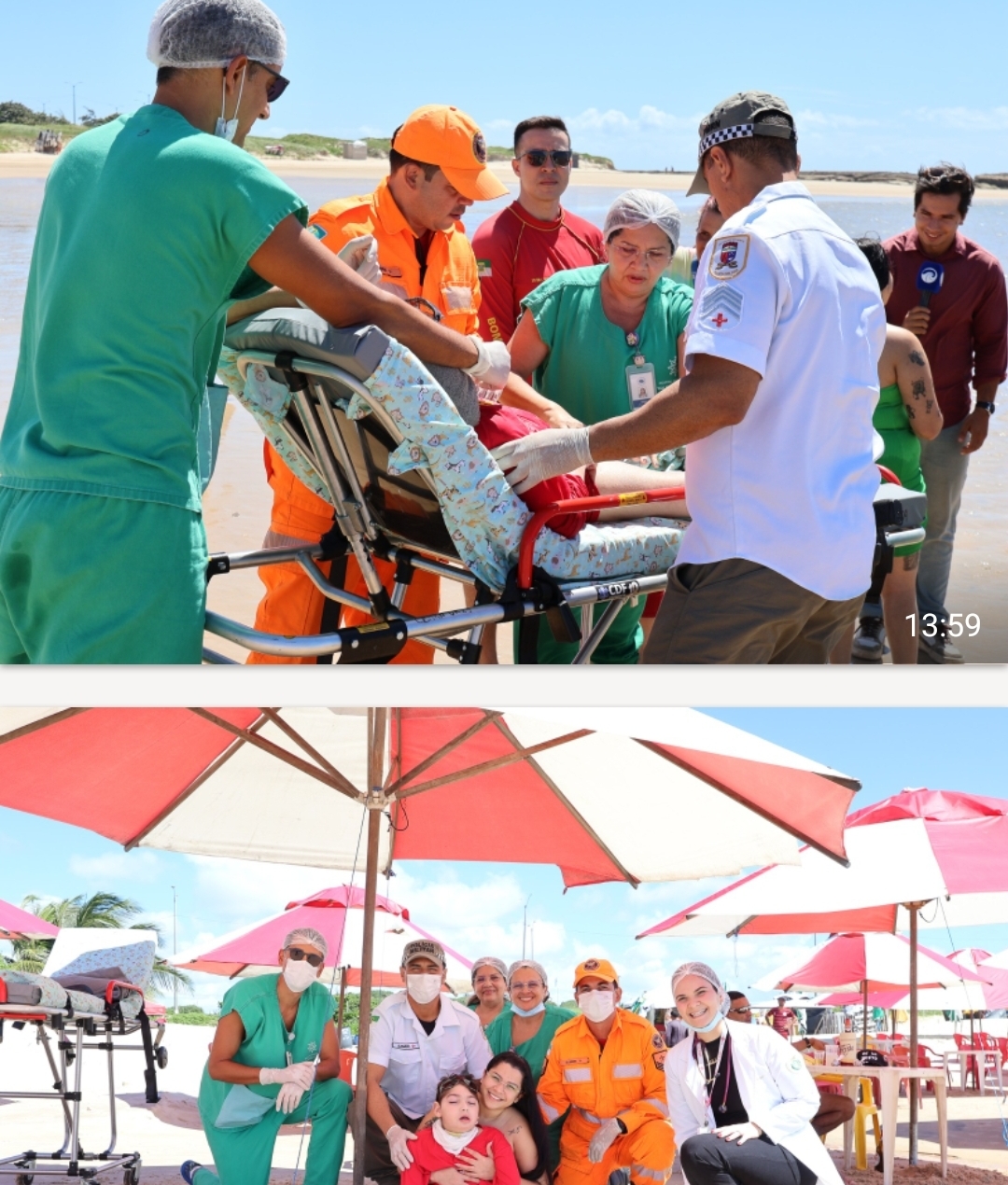 Bombeiros realizam sonho de criança internada na UTI do Walfredo Gurgel e promovem passeio à praia em Natal