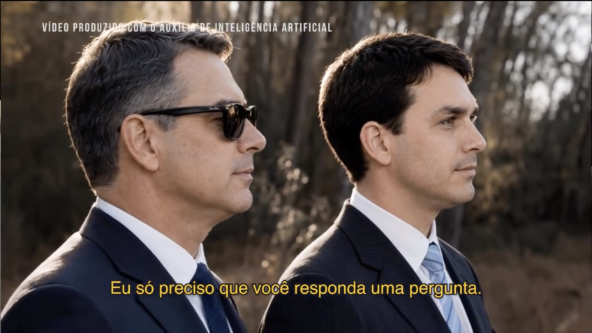 Veja o vídeo: Flávio utiliza IA para exibir simulação com faixa presidencial