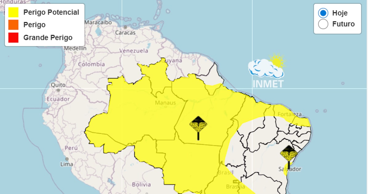 Inmet alerta para tempestades em grande parte do país