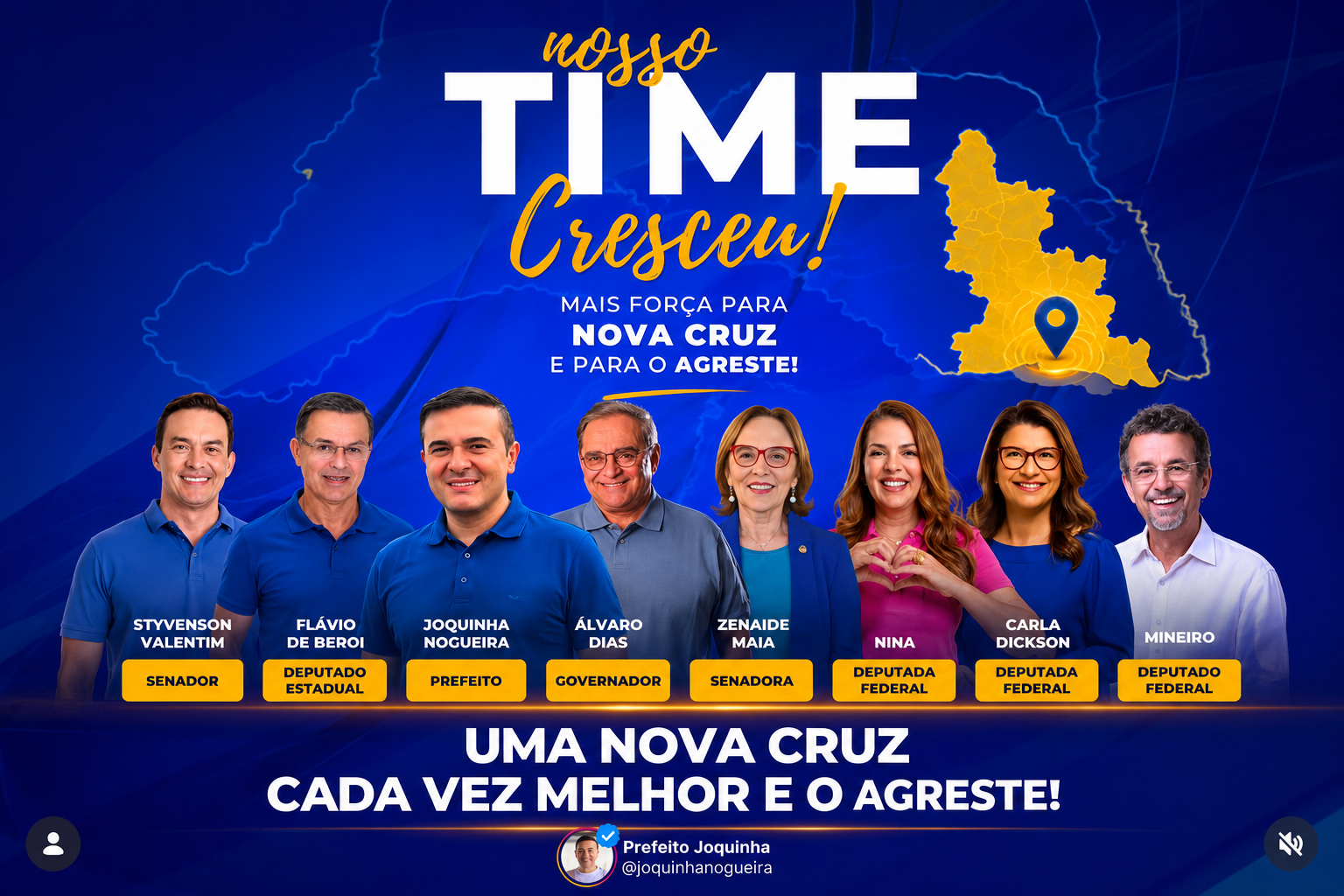Prefeito de Nova Cruz declara apoio simultâneo a três candidatos à Câmara Federal