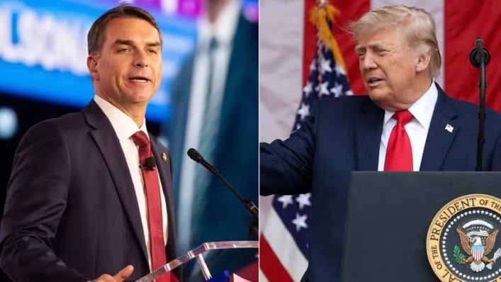 Agenda de Donald Trump não consta encontro com Flávio Bolsonaro em meio a viagem do senador aos EUA