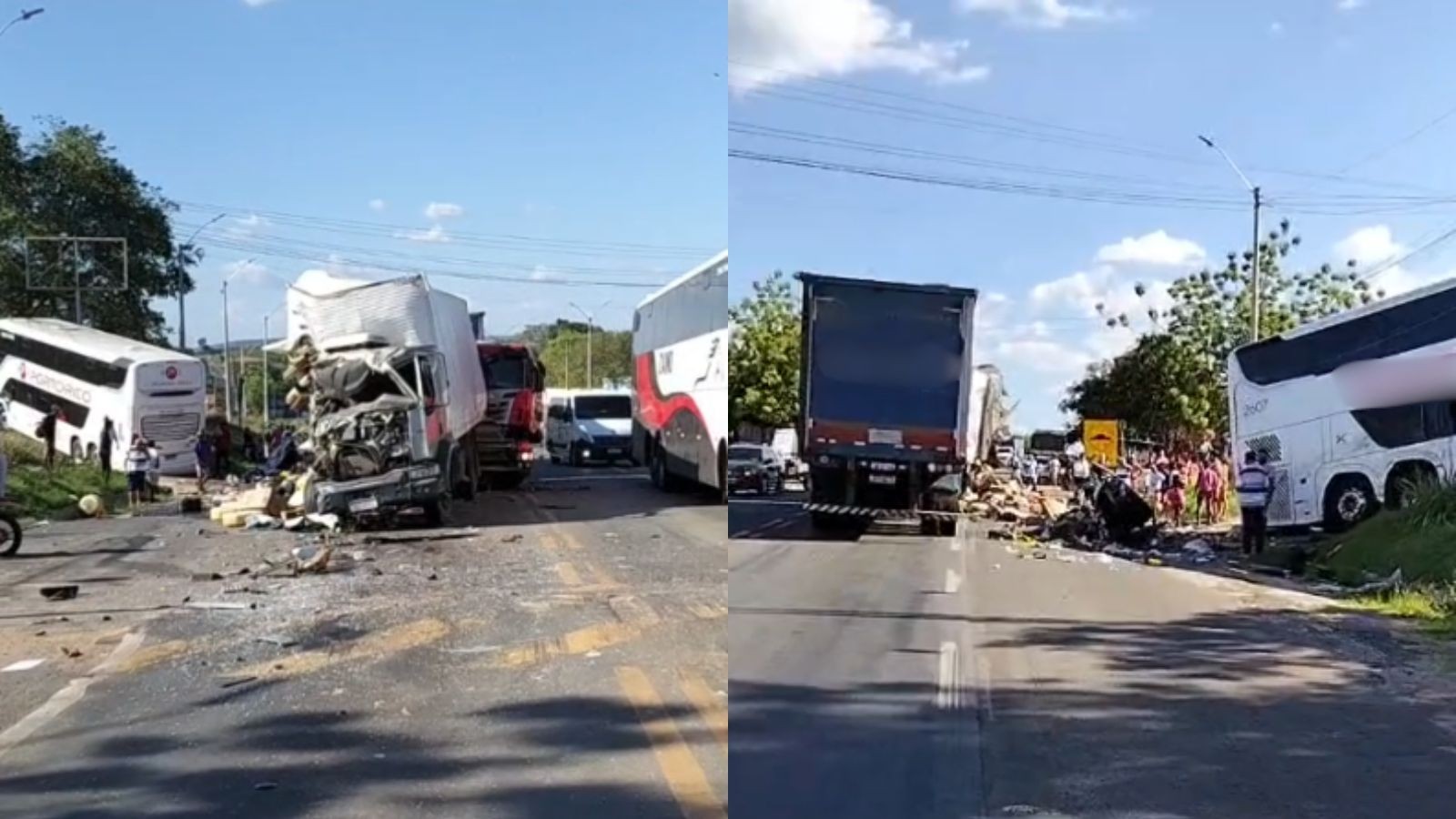 Colisão entre ônibus, caminhão e carreta deixa três feridos no PI