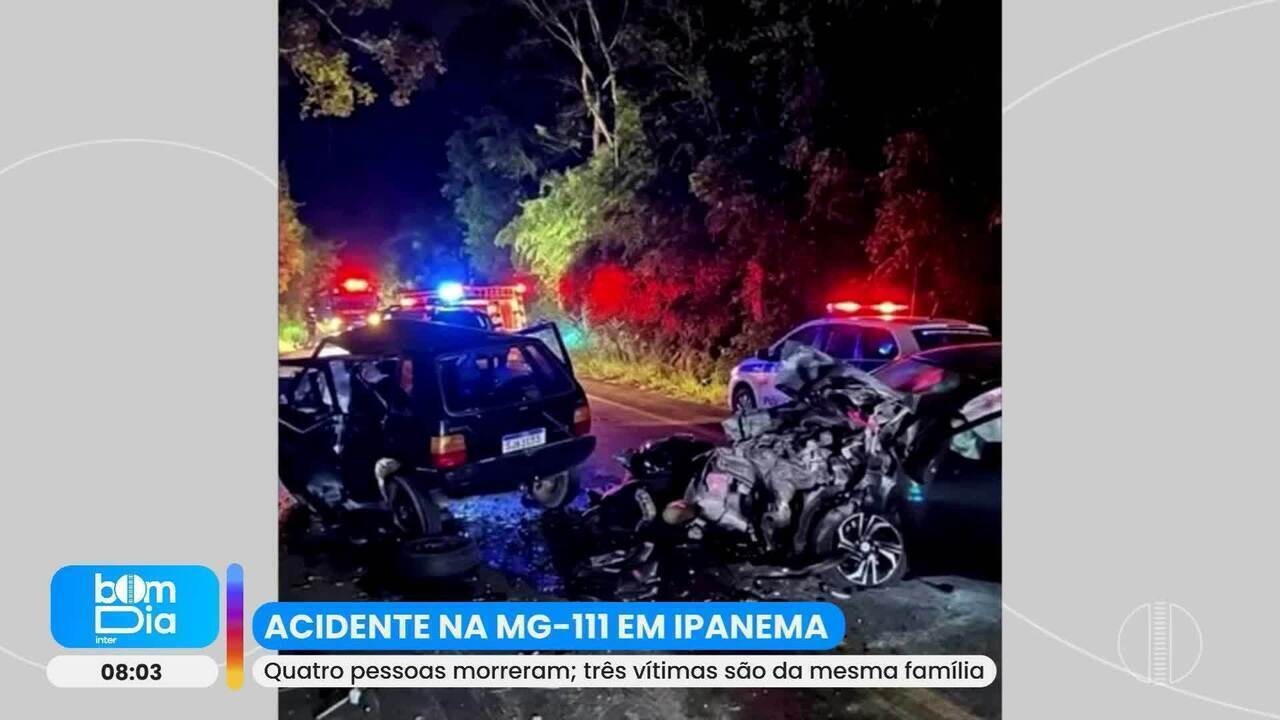 Colisão frontal na MG-111 em Ipanema resulta em quatro mortes