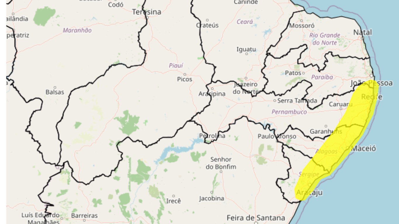 Inmet emite alerta de chuvas para 25 cidades do interior de Pernambuco