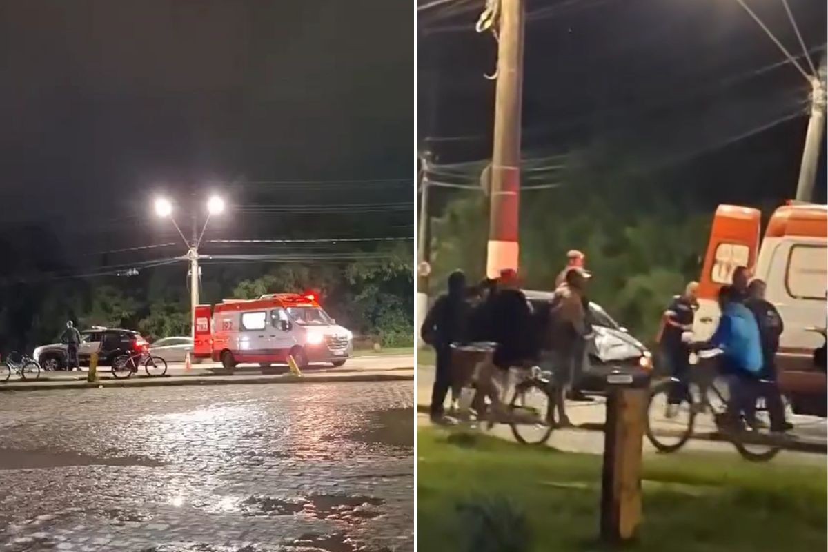 Ambulância do Samu é atingida por carro durante socorro em Guarujá