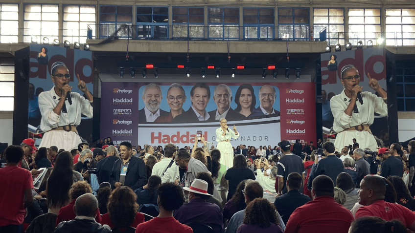 Marina Silva reforça apoio a Haddad em convenção do PT-SP