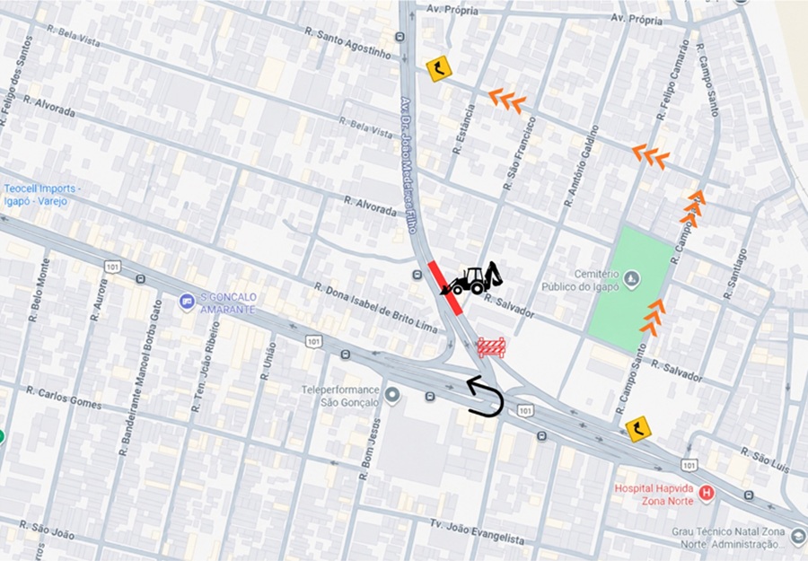 Caern interdita Avenida João Medeiros Filho para obras essenciais