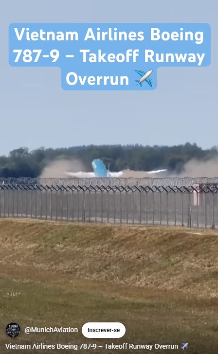 Boeing 787-9 da Vietnam Airlines decola fora da pista em Munique