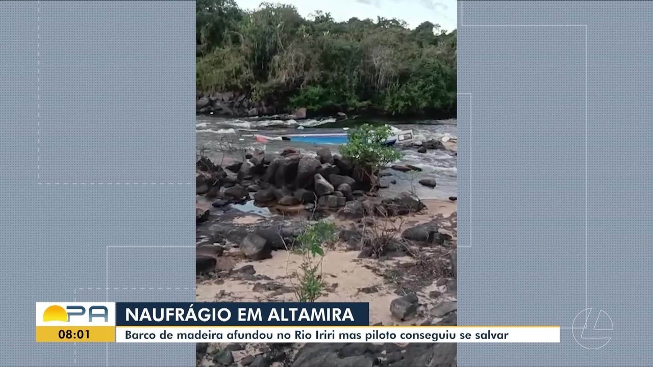 Barco de madeira afunda no Rio Iriri, em Altamira, e piloto sobrevive