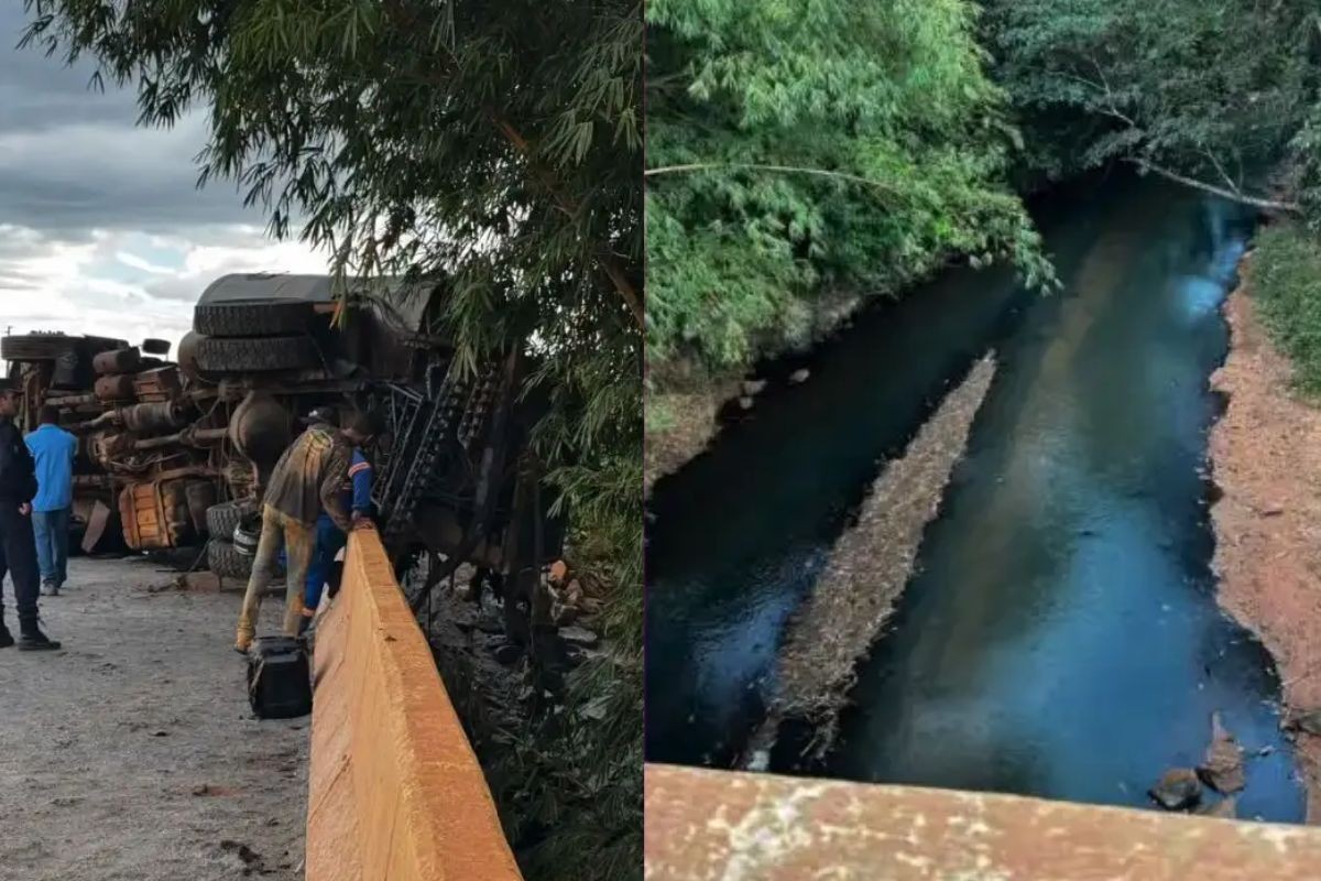 Acidente com caminhão de piche afeta abastecimento de água em Colniza, MT