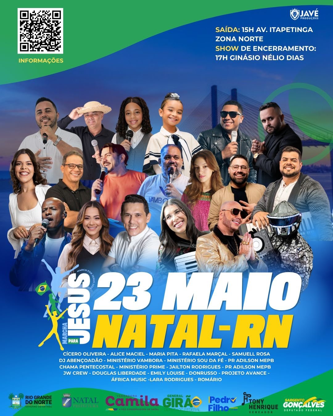 Prefeitura do Natal apoia a 24ª Marcha para Jesus, que ocorre em 23 de maio de 2026 na Zona Norte