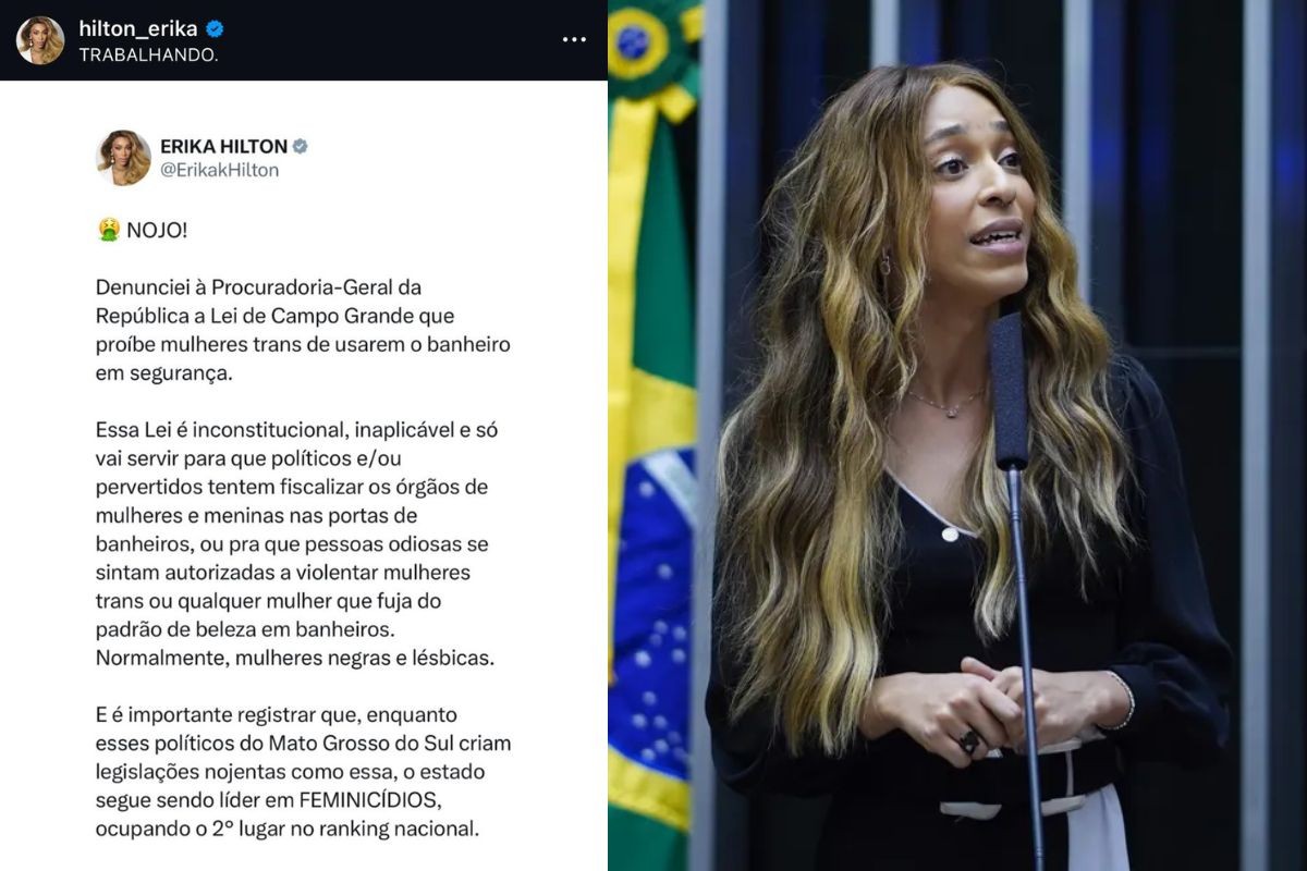 Erika Hilton denuncia lei transfóbica à PGR em Campo Grande
