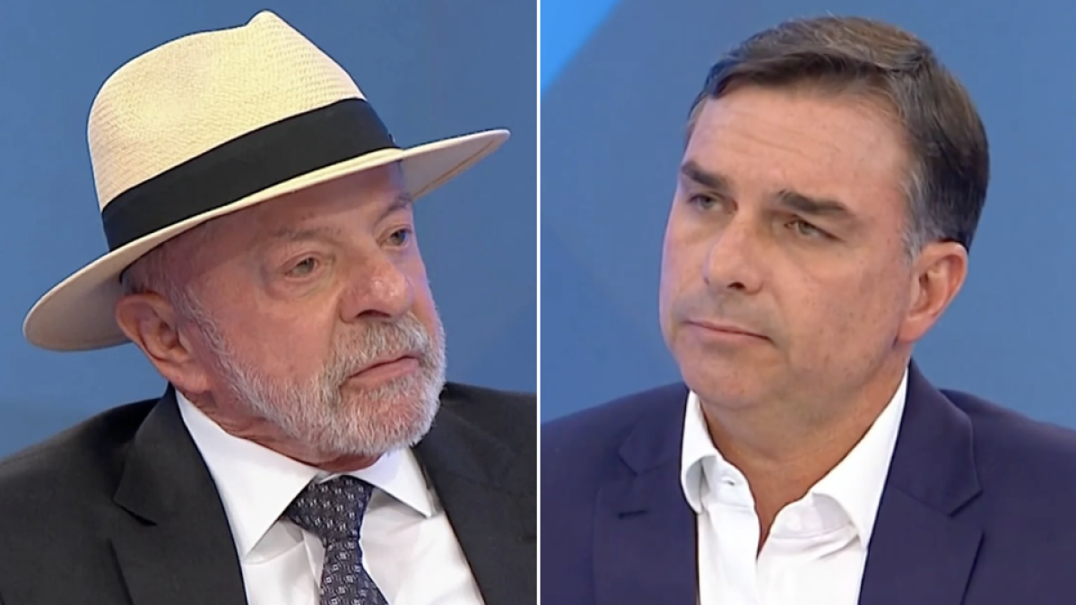 Flávio cita Lula 17 vezes em sabatina enquanto petista evita nome de Bolsonaro