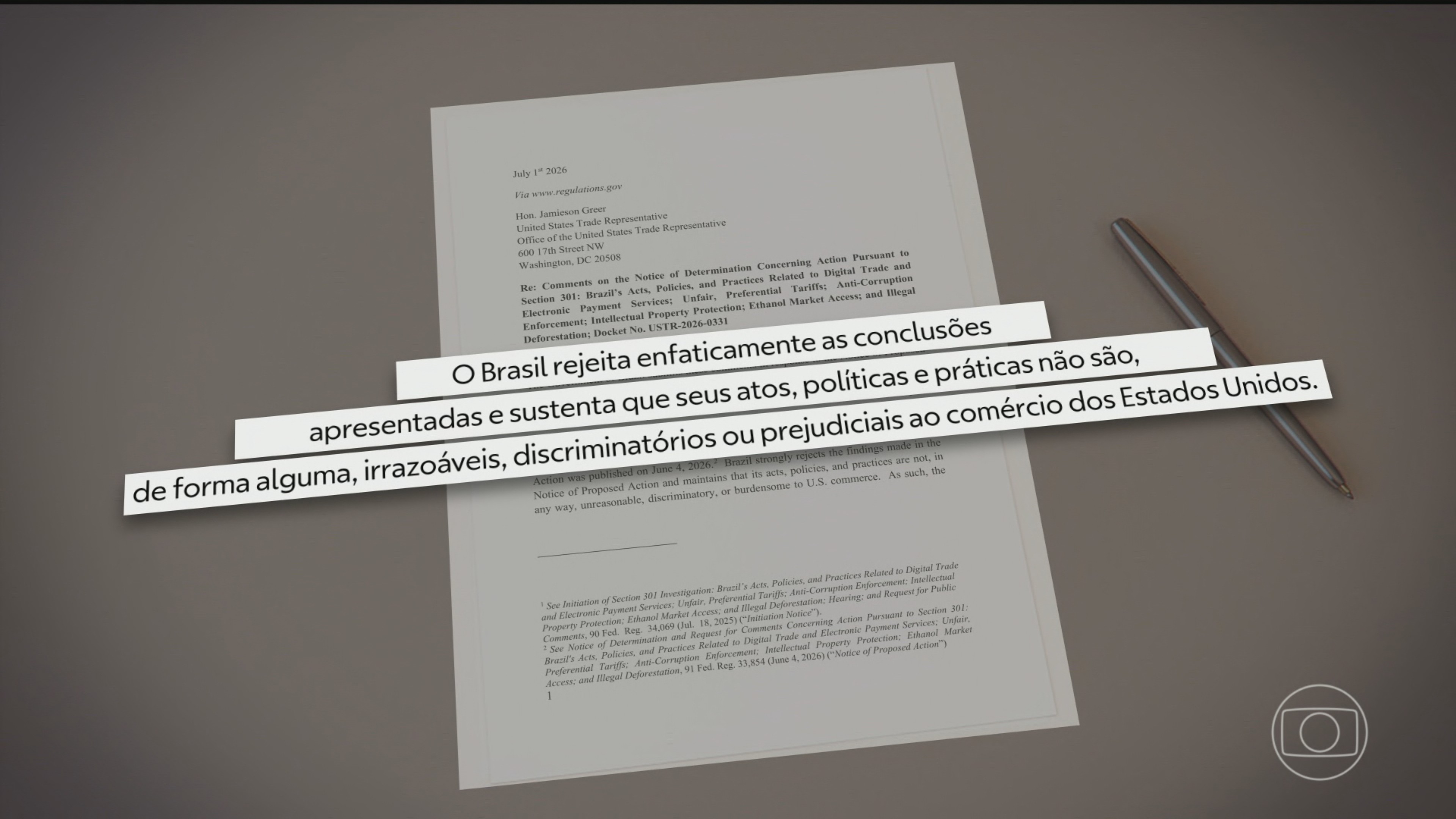 Governo brasileiro defende práticas comerciais em investigação dos EUA