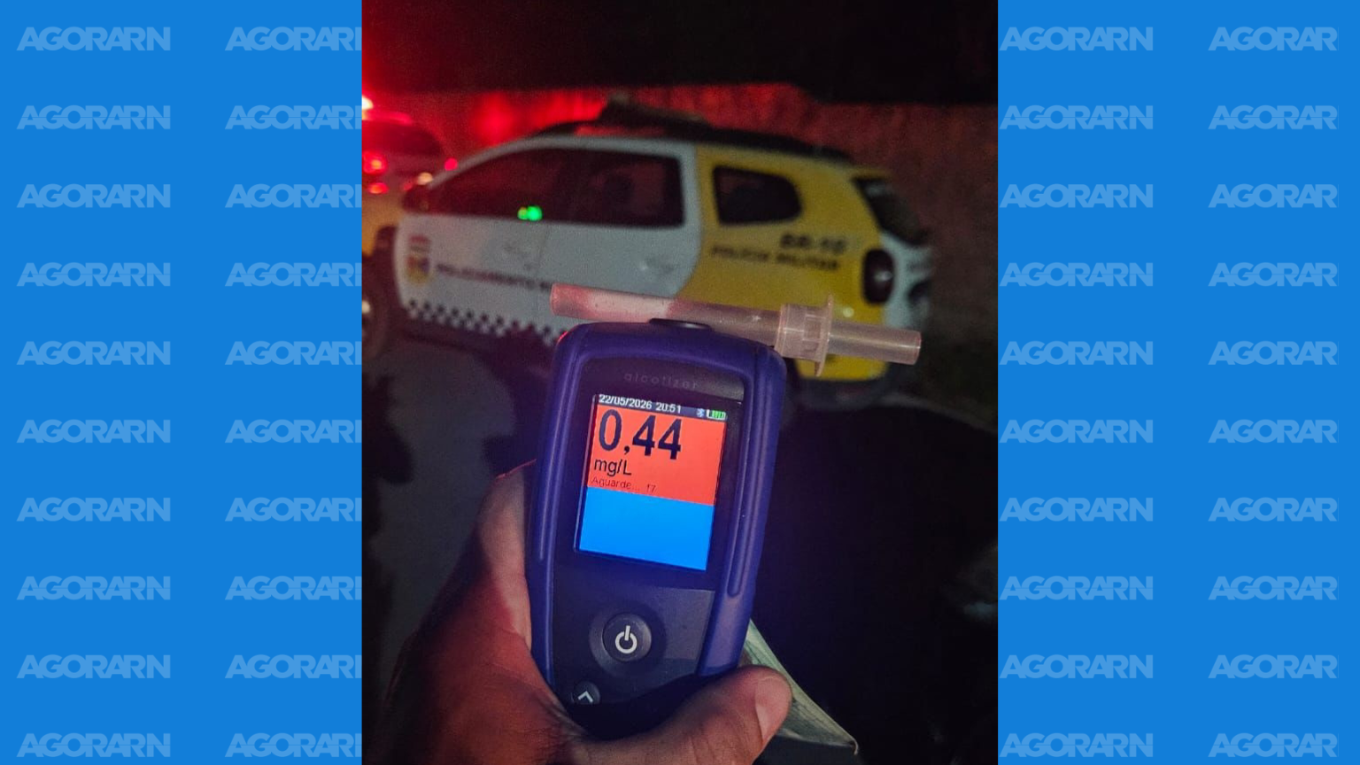 Homem é preso em blitz do CPRE no RN após teste de bafômetro indicar mais de três vezes o limite legal