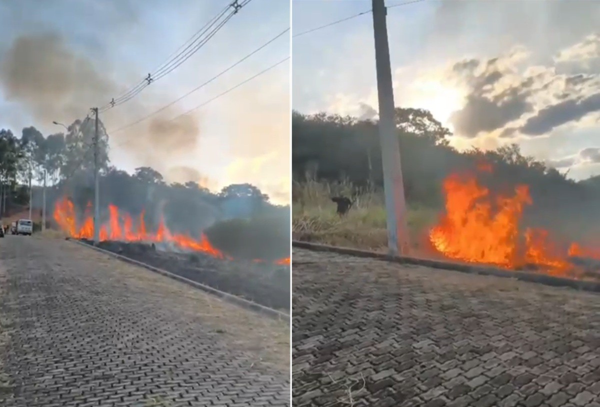 Defesa Civil evita tragédia: Incêndio quase atinge casas em Porciúncula