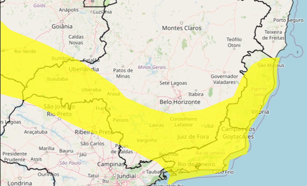 Inmet alerta para ventos de até 80 km/h em 389 cidades de MG