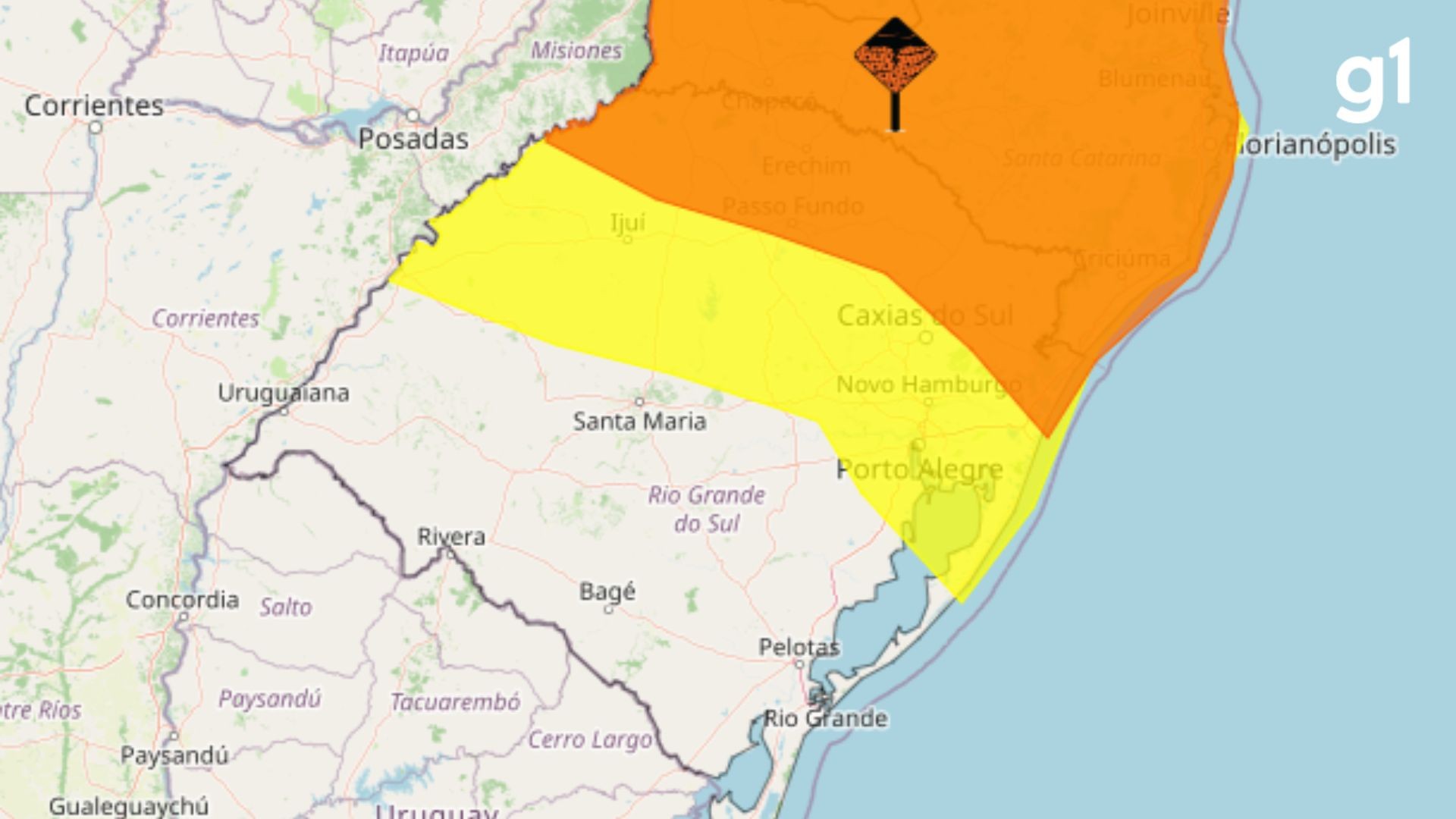 Inmet emite alerta laranja por tempestades com risco de granizo no RS