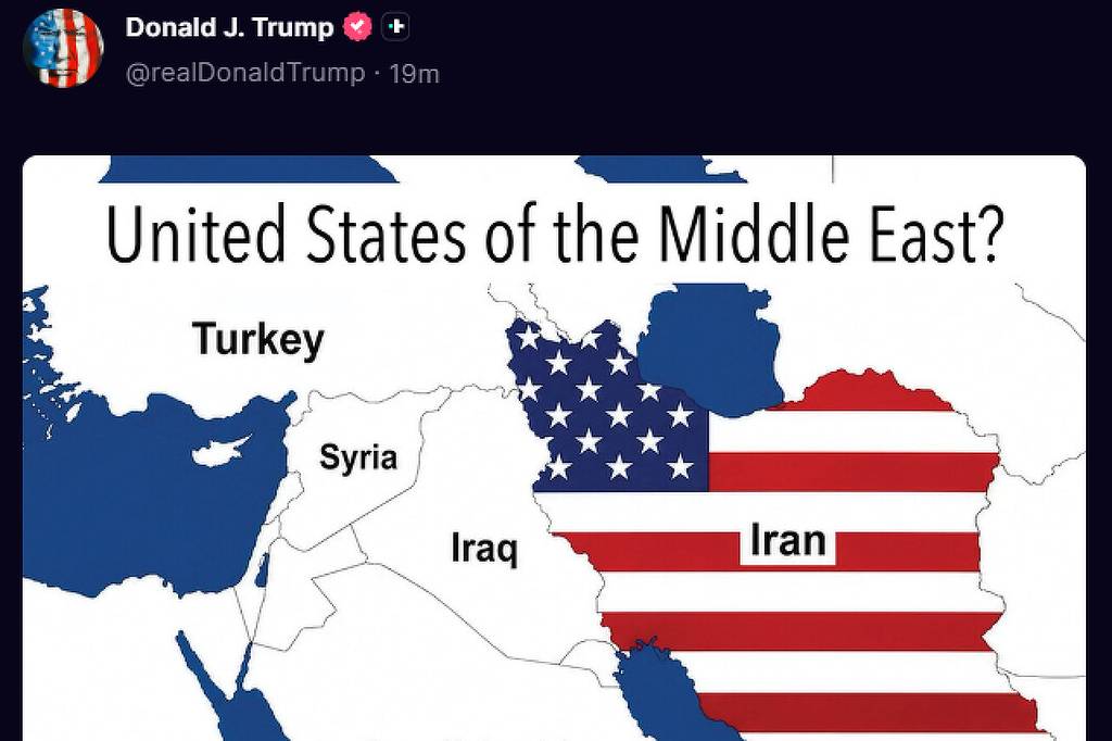 Irã acusa EUA de sabotar negociações; Trump posta mapa com país persa sob bandeira americana