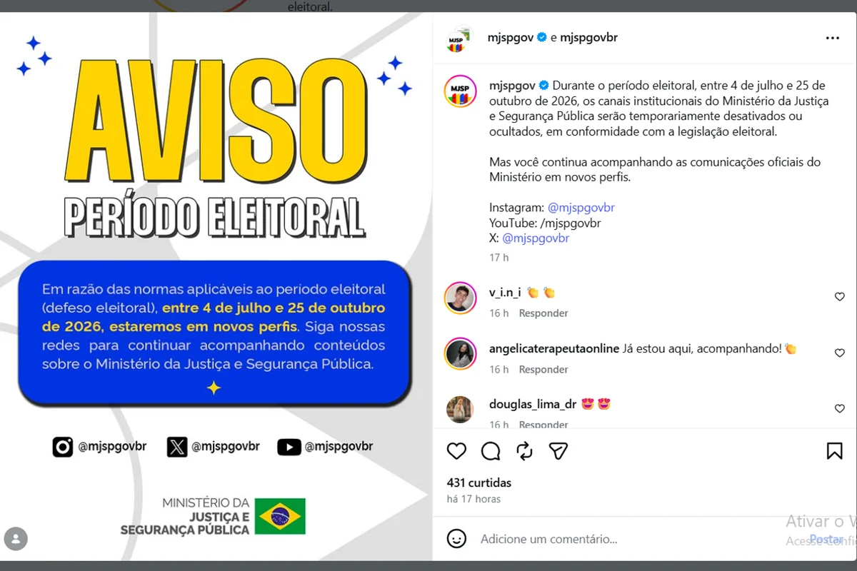 Ministérios criam novos perfis em redes sociais para respeitar período eleitoral